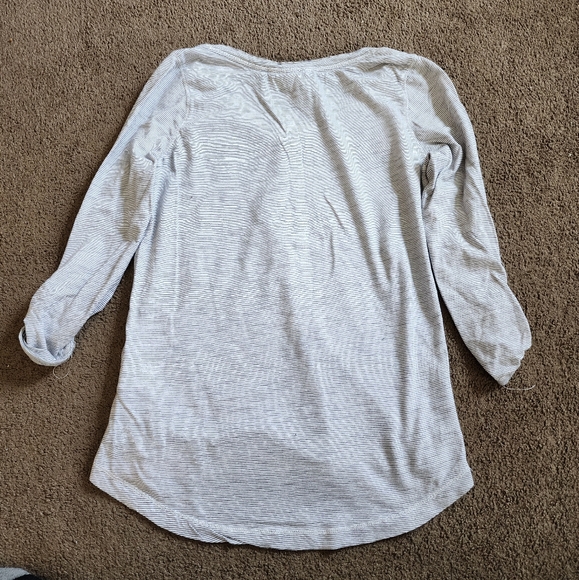 Grey Striped Henley Top, Women's S - Picture 2 of 8